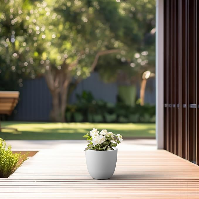 Kante 10 Inch Dia Round Concrete Planter, Indoor Outdoor Large Plant Pot - Image 4