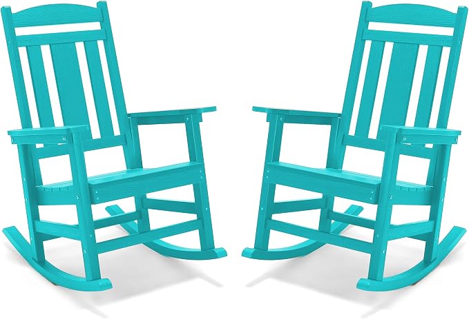 LUE BONA Outdoor Rocking Chairs Set of 4, HDPS Porch Rocker - Image 3