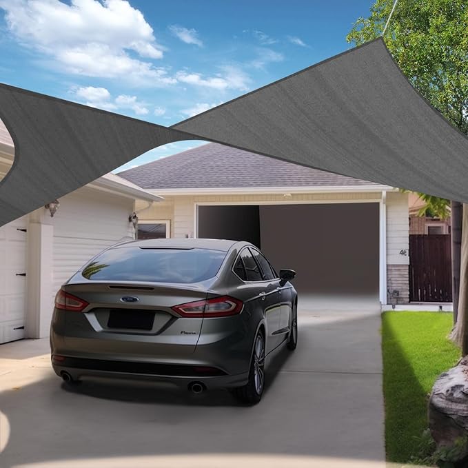 KANAGAWA Sun Shade Sail Curved 24'X24' Dark Grey Rectangle Outdoor Shade Cover - Image 6