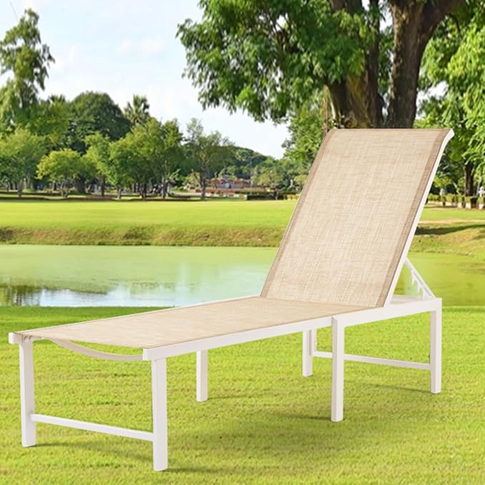 Outdoor Pool Lounge Chairs, Aluminum Patio Lounge Chairs, Five-Position - Image 7