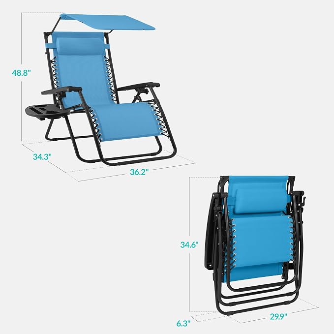 Best Choice Products 30” Wide Folding Zero Gravity Outdoor Recliner Patio - Image 2