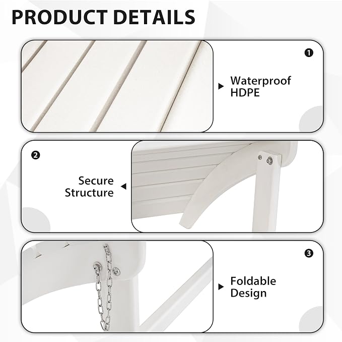 Sundale Outdoor Folding Plastic Adirondack Ottoman, All-Weather Adirondack - Image 5