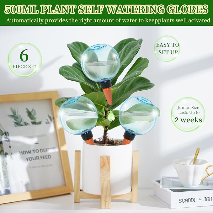 6pcs Large Plant Self Watering Globes, 17.5 oz Plastic Water Bulbs Top Fill - Image 4