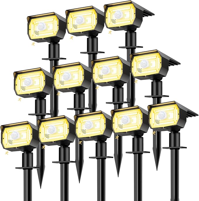 nipify 12 Pack Solar Spot Lights Outdoor Motion Sensor by Nipify
