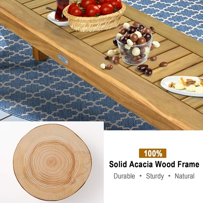 Tangkula 52 Inches Acacia Wood Outdoor Bench, Wood Bench - Image 7