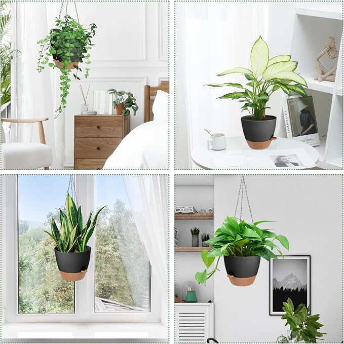 Hanging Planters for Indoor Outdoor Plants, 2 Pack Self Watering Hanging Pot - Image 5