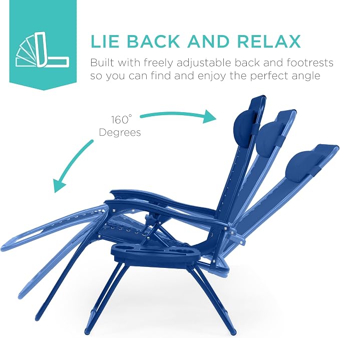 Best Choice Products Set of 2 Adjustable Steel Mesh Zero Gravity Lounge Chair - Image 3