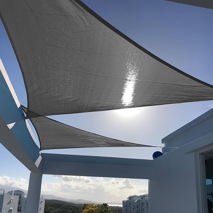 SUNNY GUARD Custom Size 17'x28'x28' Triangle Dark Grey UV Block Sunshade by SUNNYGUARD