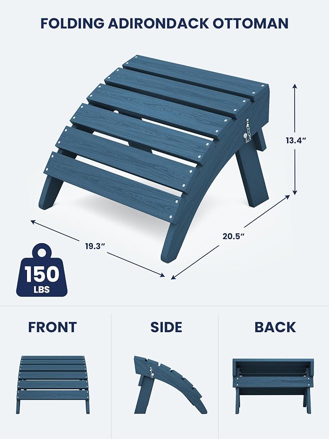 KINGYES Folding Adirondack Ottomans Set of 4 - Image 3