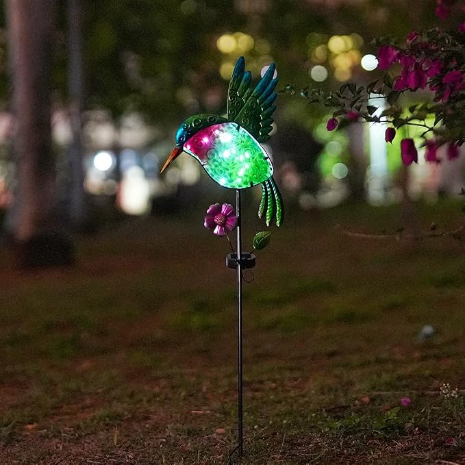 dreamysoul Outdoor Solar Hummingbird Garden Lights, Decorative Hummingbird - Image 5