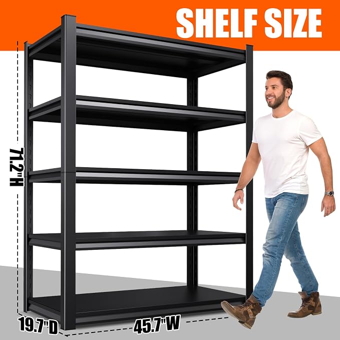 Garage Shelving-2050 lbs 5 Tier Storage Shelves, Adjustable Heavy Duty Metal - Image 3