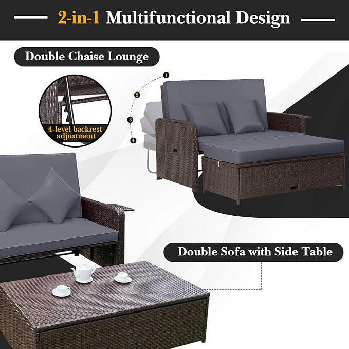 Tangkula Patio Rattan Daybed - Image 9