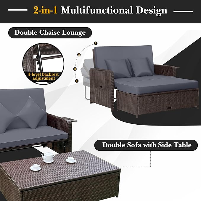 RELAX4LIFE Wicker Patio Outdoor Daybed - Image 4