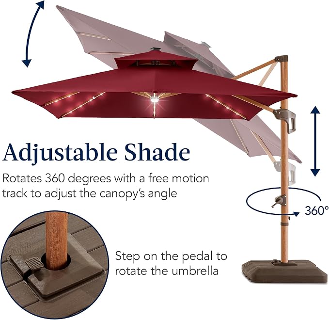 Best Choice Products 10ft Square Cantilever Patio Umbrella w/Base Included - Image 8