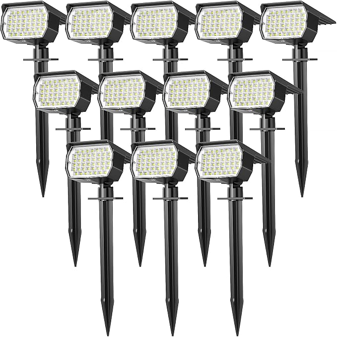 Solar Spot Lights Outdoor Waterproof IP65, 12 Pack Landscape Spotlights by WENATY