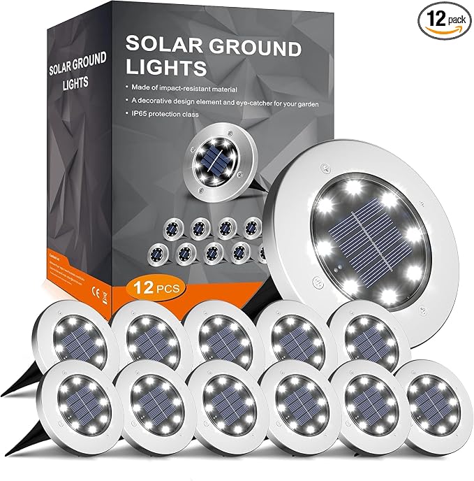 INCX 4.6 inch Solar Lights Outdoor Waterproof, 12 Pack Solar Lights by INCX