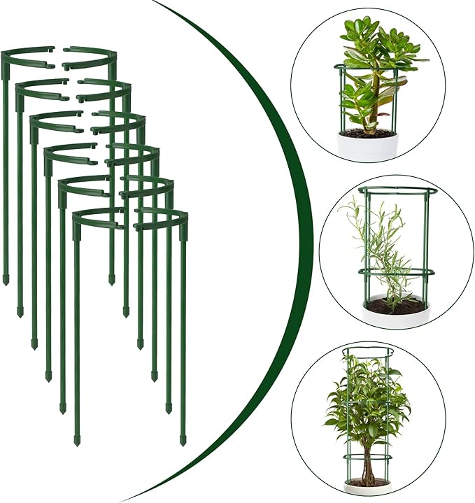 12Packs Plant Support Stake Half Round Plant Support, Stackable 3 Tier Garden - Image 6