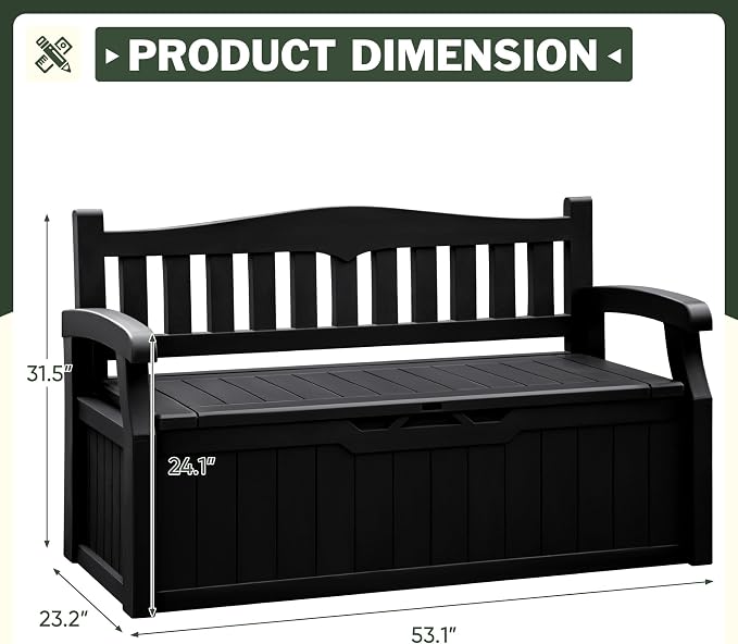 Flamaker 80 Gallon Storage Bench Outdoor Indoor, Durable All-Weather Seating - Image 3