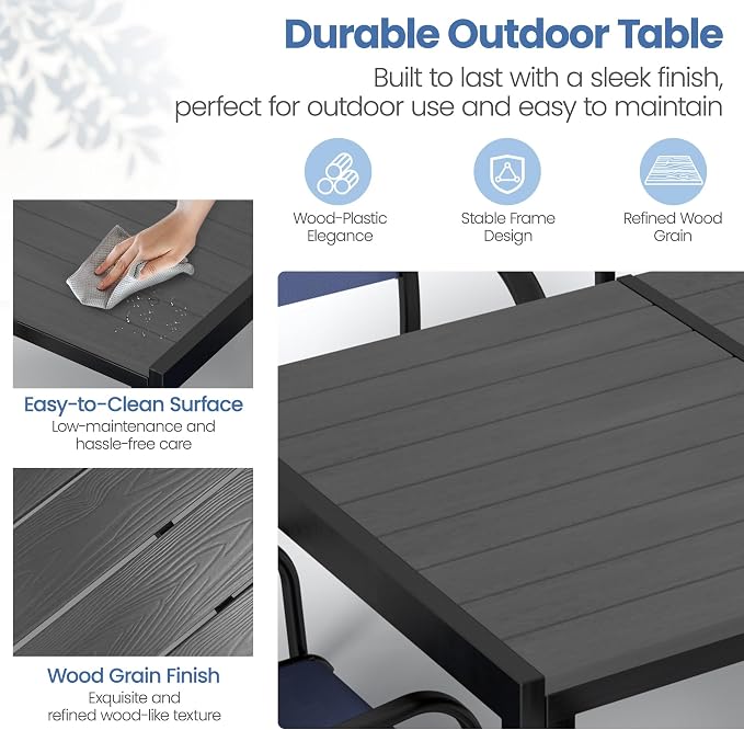 Outdoor Dining Set for 6, Metal Patio Table and Chairs Set - Image 4
