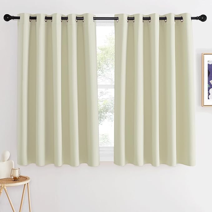 NICETOWN Room Darkening Beige Curtain 54 inches Long, Thermal Insulated Solid - Image 2