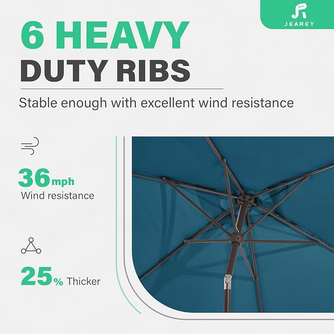 JEAREY 6.5x10 ft Rectangular Patio Umbrellas Rectangle Outdoor Umbrella - Image 9