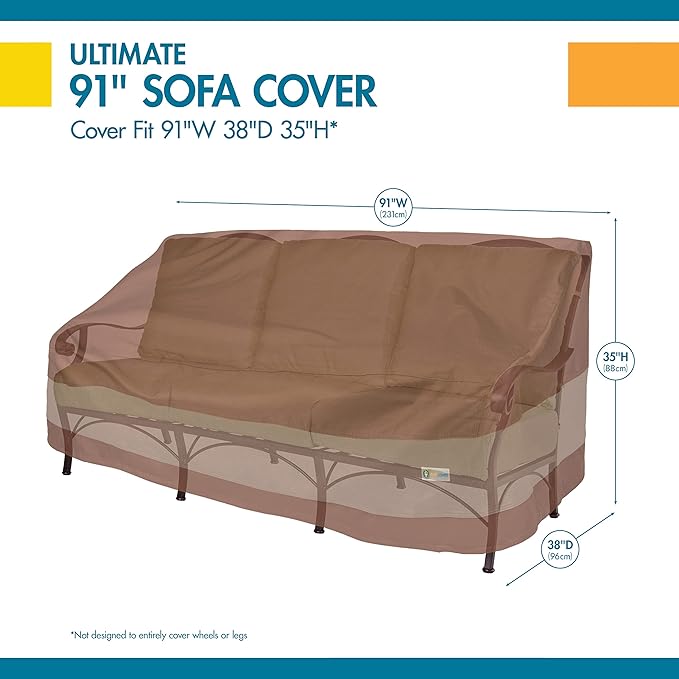 DUCKCOVERS Ultimate Waterproof 93 Inch Patio Sofa Cover, Patio Furniture Covers - Image 3