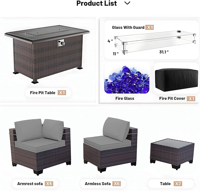 Kullavik 13 Pieces Outdoor Patio Furniture Set - Image 6
