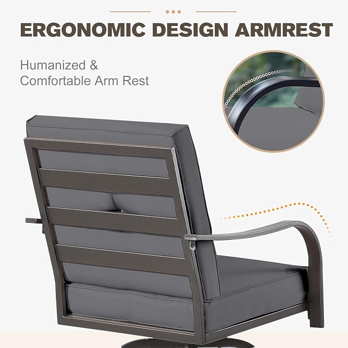 Outdoor Swivel Bar Stools Set of 2, Bar Height Patio Chairs - Image 7