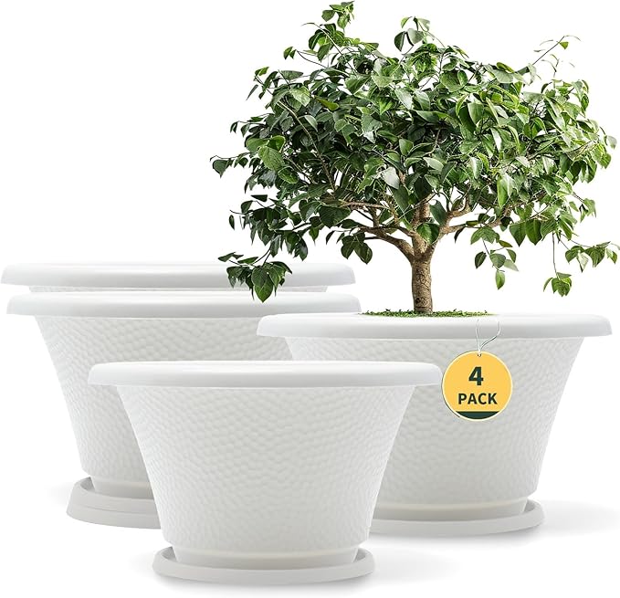 Quarut 12 Inch Plant Pot, 4 Pack Large pots by Quarut