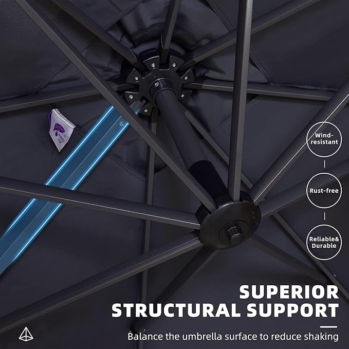 PURPLE LEAF 10' X 13' Patio Umbrella Outdoor Cantilever Rectangle Umbrella - Image 4