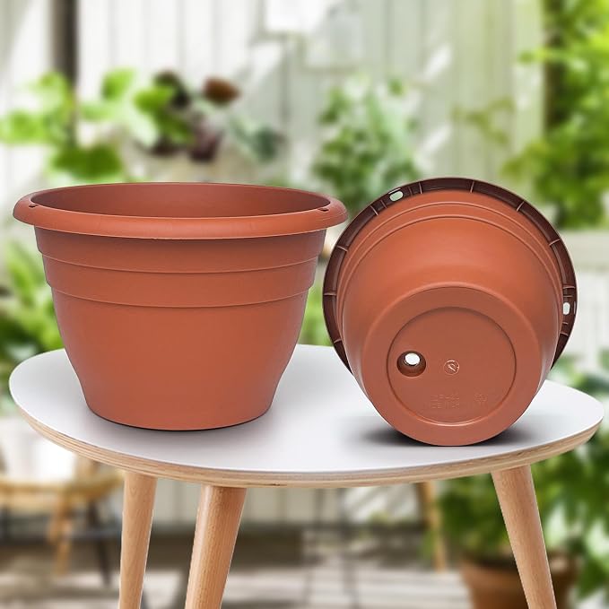 5 Pack 10 Inch Plant Pots Lightweight Planters - Image 5