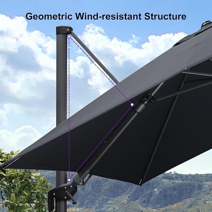 PURPLE LEAF 8.2' X 11.5' Left-right Tilting Patio Umbrella Outdoor Cantilever - Image 9