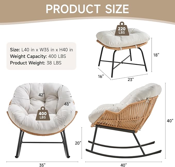 ONBRILL Papasan Rocking Chair - Image 2