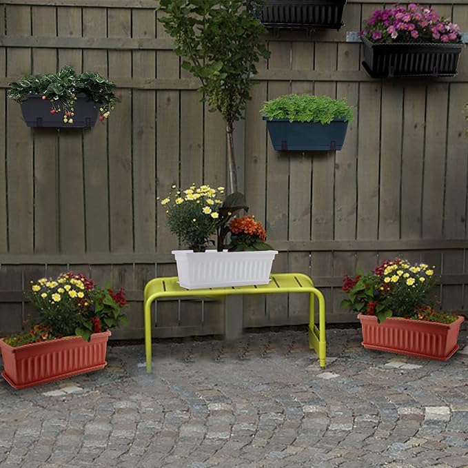 GREANER Rectangle Planters for Indoor Plants, 3 Pack Long Outdoor Plastic - Image 7