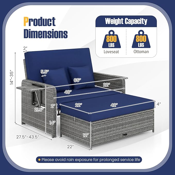 RELAX4LIFE Wicker Patio Outdoor Daybed - Image 3