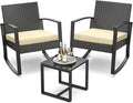 3 Pieces Porch Furniture Set Patio Rocking Bistro Set Outdoor Patio Chairs by Qsun