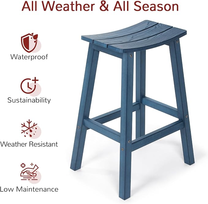 Stoog All-Weather Bar Stools Set of 2, Low Maintenance, - Image 4