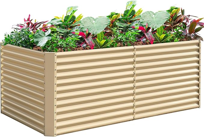 Land Guard 8x4x3ft Rectangular Galvanized Raised Garden Beds, Large-Capacity by LandGuard
