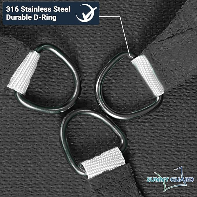 SUNNY GUARD Custom Size 16'x16'x22.6'Graphite Grey Sun Shade Sail Right - Image 6