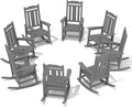 SERWALL Outdoor Rocking Chair Gray Set of 8, All Weather Patio Rocking Chair by SERWALL