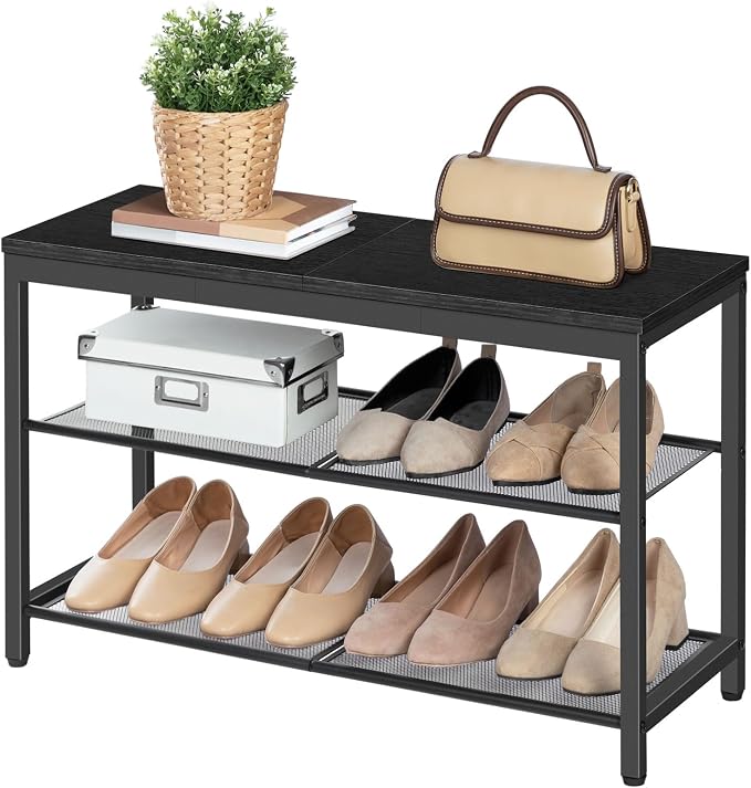 HOOBRO Shoe Bench, 3-Tier Shoe Rack, Industrial Shoe Organizer Storage Bench - Image 7