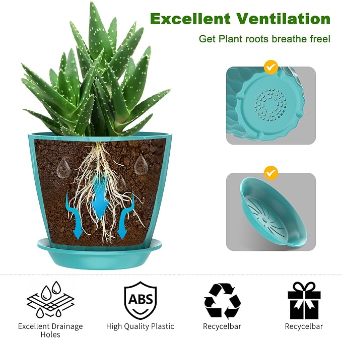 6 Pack 7 Inch Indoor Plant Pots - Image 4