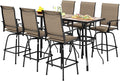 PHI VILLA Outdoor Swivel Patio Bar Set of 9, Patio Bar Table and Chairs Set by PHIVILLAThepioneerofcomfortablehouseholdsupplies