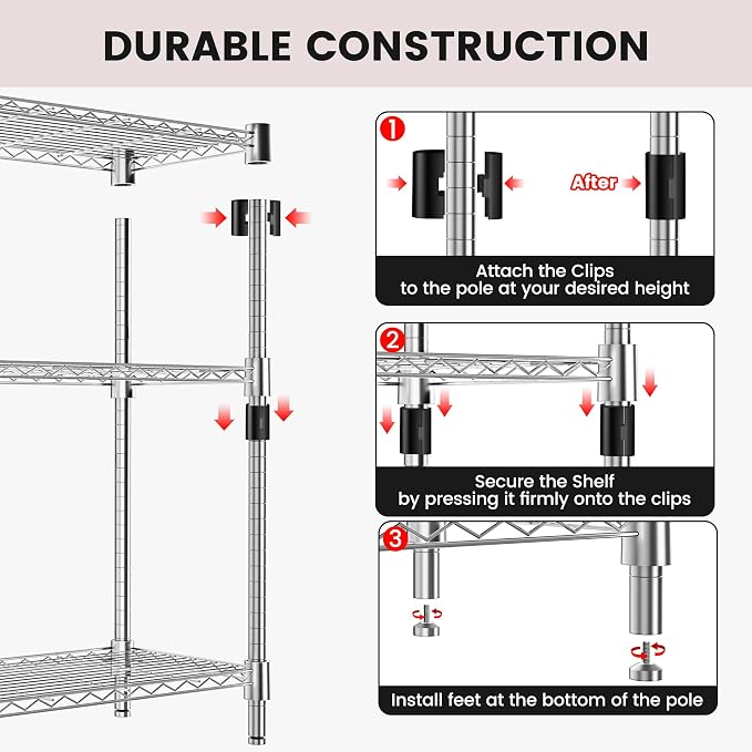 Xcity Storage Shelves, 5 Tier Heavy Duty Metal Shelving Unit, 2000 LBS Capacity - Image 6