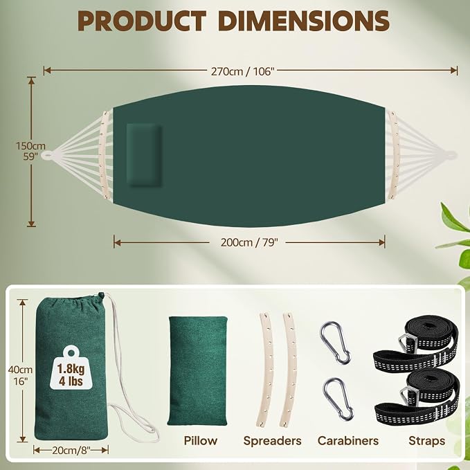 Chihee Cotton Hammock Large Soft Breathable Camping Hammock Holds Up to 660lbs - Image 4