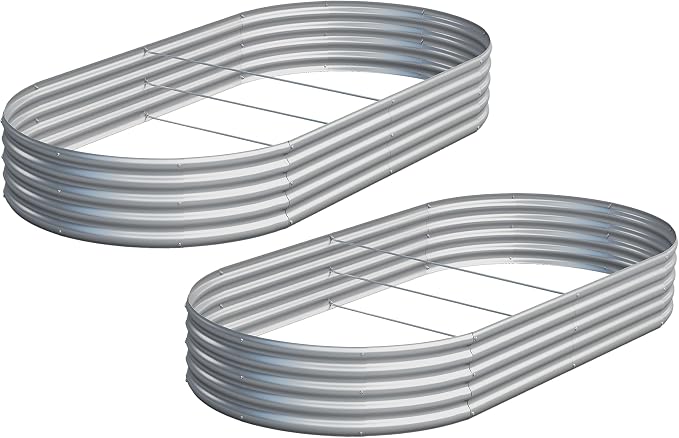 2PCS 8x4x1ft Galvanized Metal Raised Garden Bed Kit, Outdoor Planter Box by Easllre