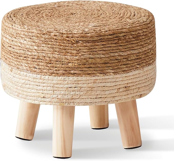 Cpintltr Foot Stool Natural Seagrass Hand Weave Poufs Round Ottoman by CpintltrFruniture