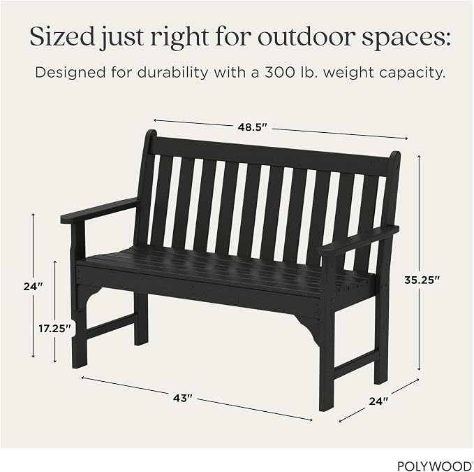 POLYWOOD GNB48BL Vineyard 48" Bench - Image 3