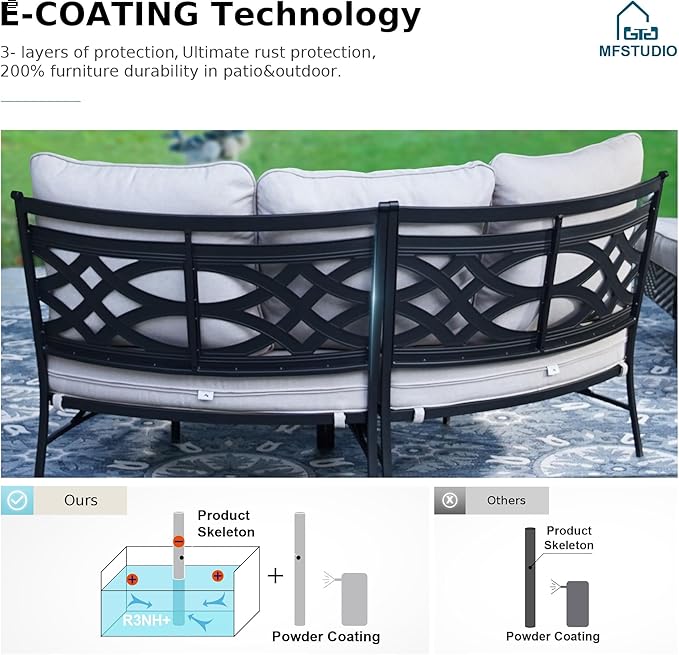 MFSTUDIO Patio Furniture Set, 6 Seats Half-Moon Curved Outdoor Sectional Sofa - Image 6