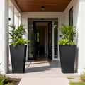 Sziqiqi Tall Planter for Indoor Outdoor: Set of 2 Large 21.6in Metal Taper by SZIQIQI